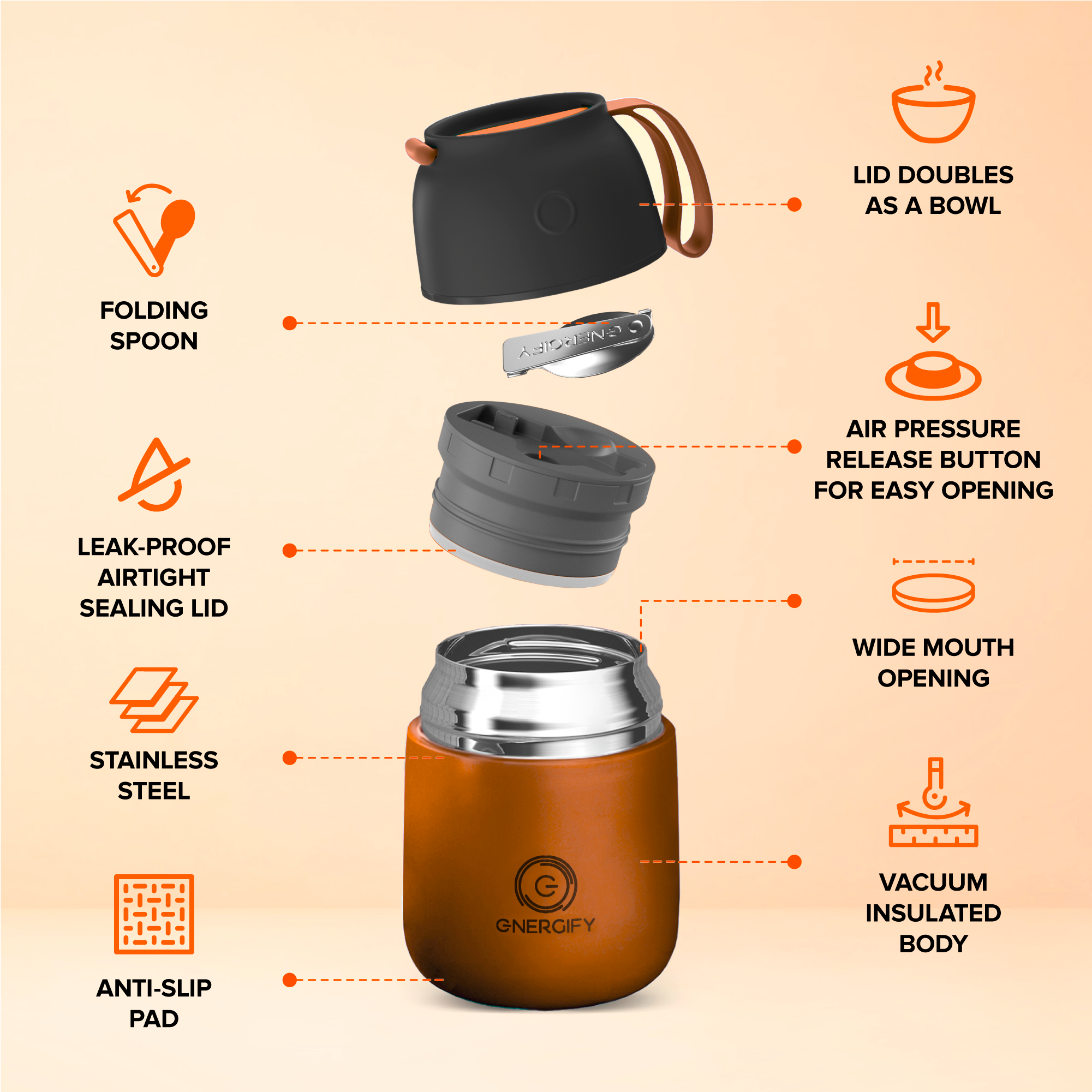 17 oz VACUUM INSULATED FOOD JAR - SPICED COPPER