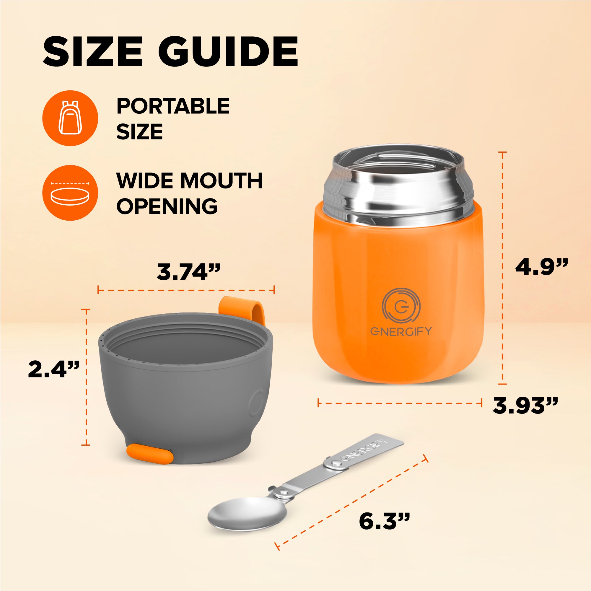 17 oz VACUUM INSULATED FOOD JAR - ORANGE