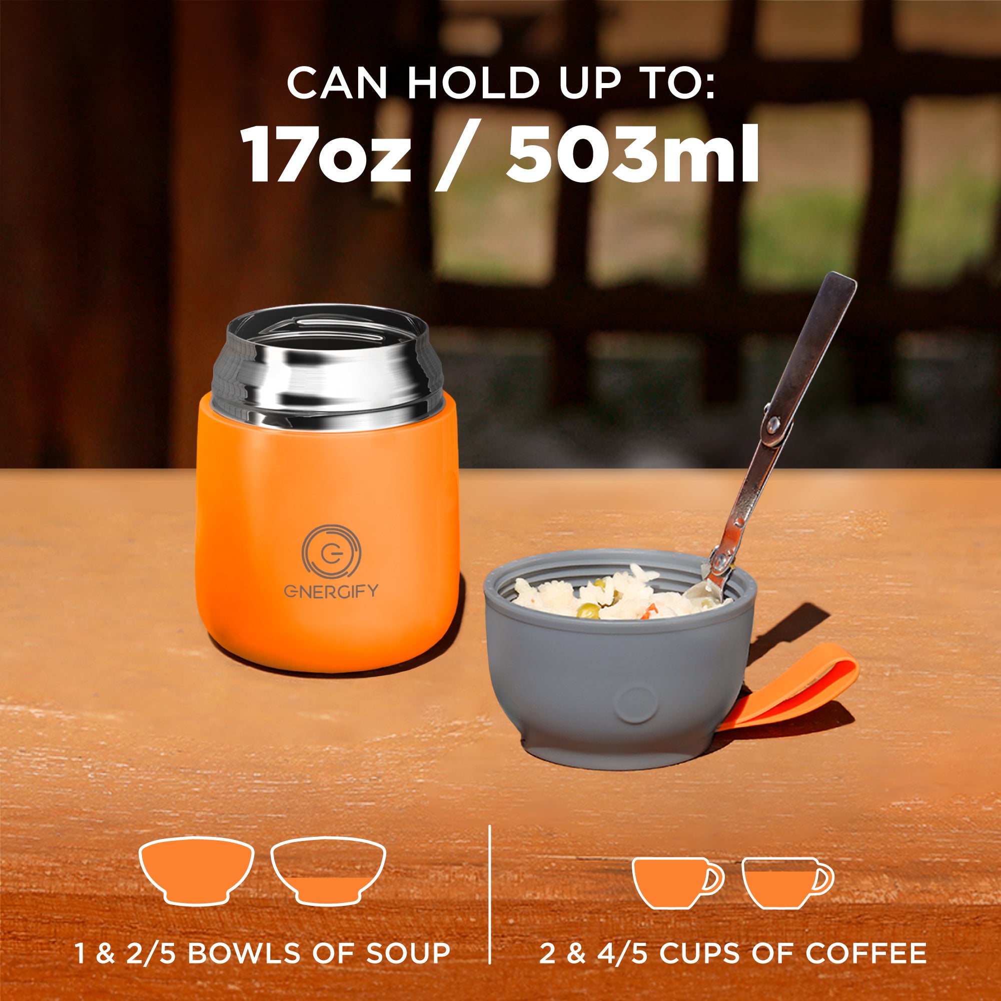 17 oz VACUUM INSULATED FOOD JAR - ORANGE