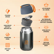 TARRO AISLADO PARA COMIDA DE 24 oz (710 ml) - GRIS