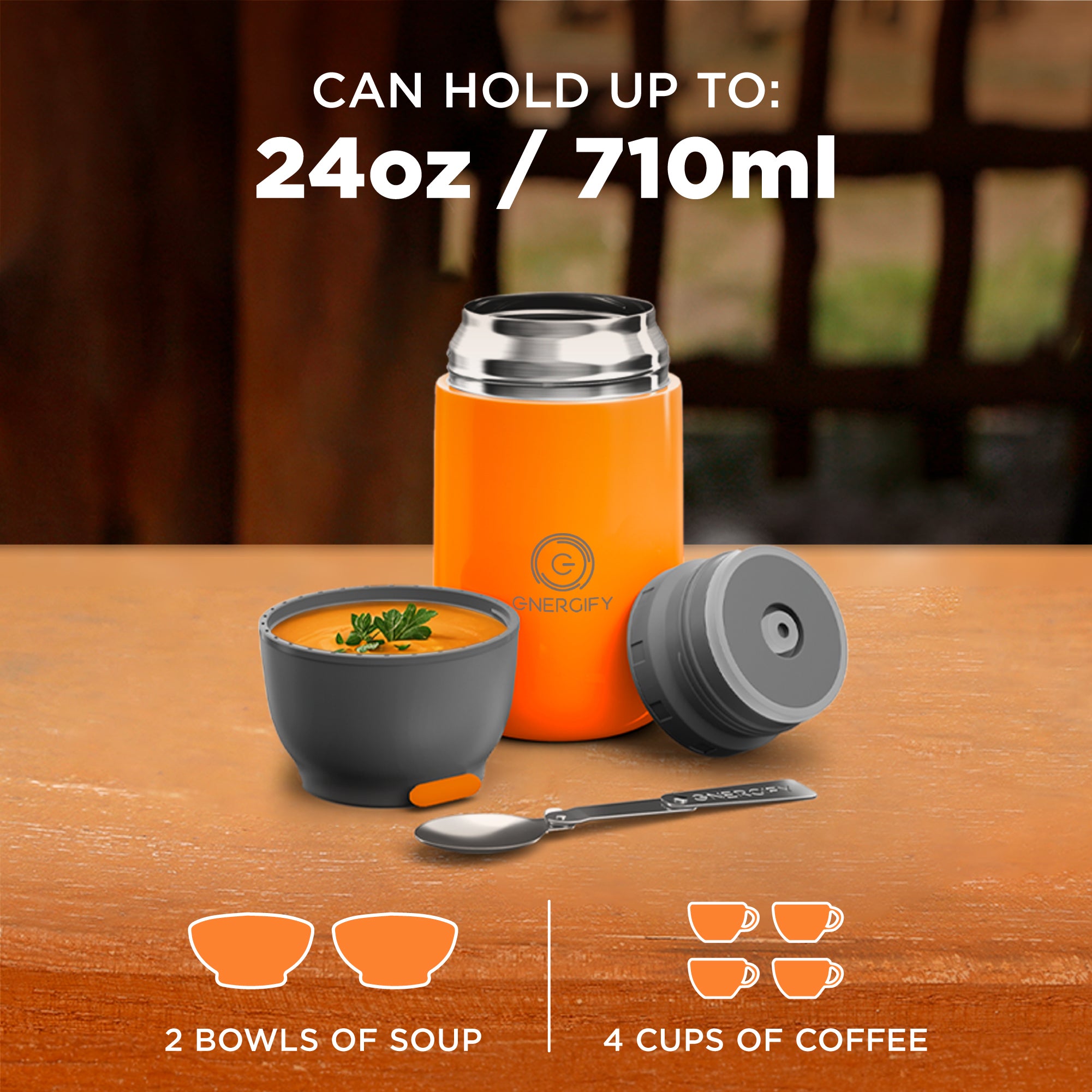 24 oz VACUUM INSULATED FOOD JAR - ORANGE